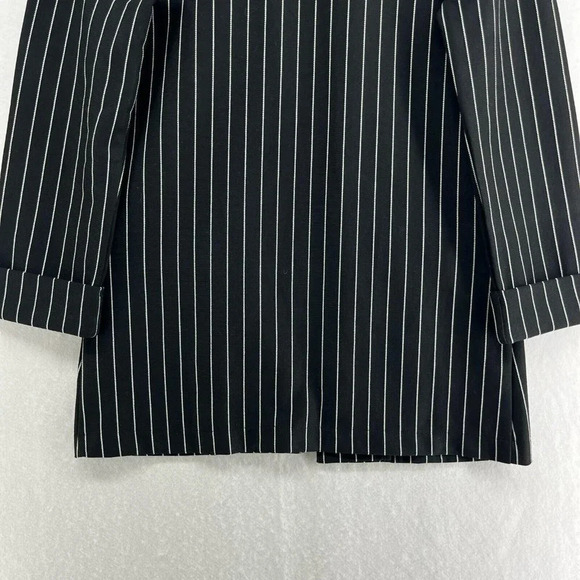Divided by H&M Jacket Womens XS Black Striped Open Front Pockets Notched Lapel - Picture 9 of 11